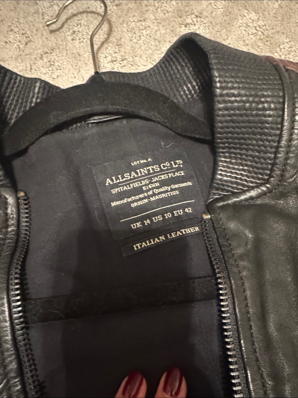 All Saints Two-Tone Quilted Sleeve Leather Bomber Jacket - Black & Brown - Picture 4 of 7